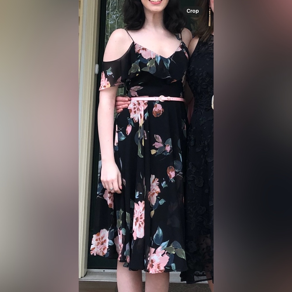 Jenny Yoo Black Dress with Floral Accents